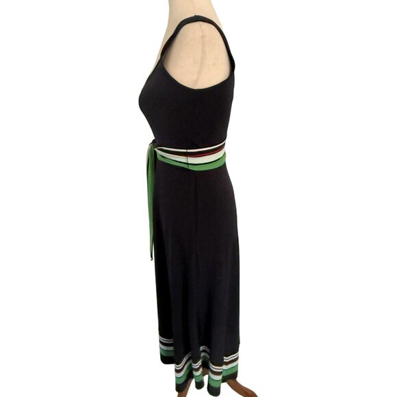 NWT White House Black Market Black Green Tank A-line Dress Sleeveless XXS Midi - Picture 5 of 13